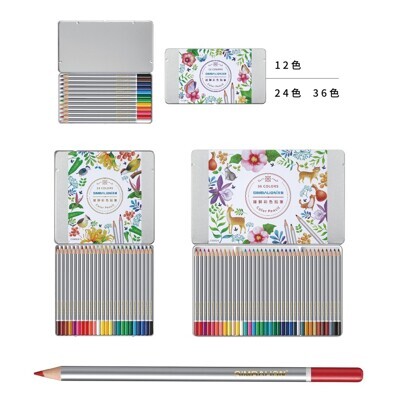 雄獅 塗頭色鉛筆 鐵盒 - 12色