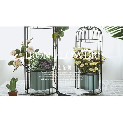 北歐式創意鐵藝吊掛花盆鳥籠家居室內外仿真花插花綠植花盆 梯形大號from 松果購物at Shop Com Tw