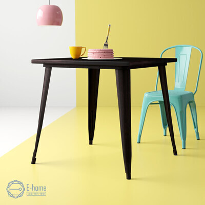 e-home delia迪麗雅工業風金屬方形餐桌-幅80cm-三色可選 