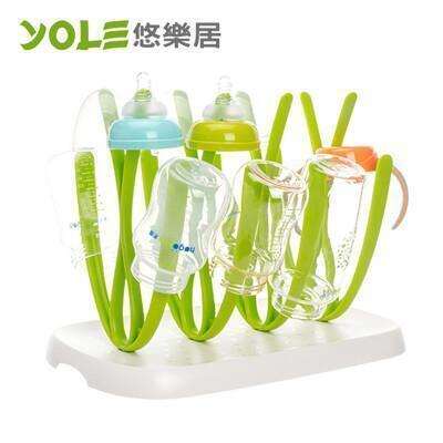yole悠樂居食用級pp立式奶嘴奶瓶架瀝水架-綠白色#1526001 