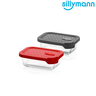 韓國sillymann 100%鉑金矽膠微波烤箱輕量玻璃保鮮盒(長方型380ml) 