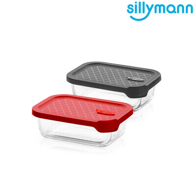 韓國sillymann 100%鉑金矽膠微波烤箱輕量玻璃保鮮盒(長方型630ml) 
