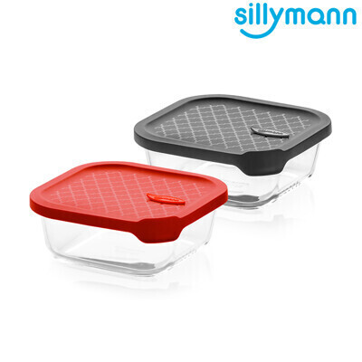 韓國sillymann 100%鉑金矽膠微波烤箱輕量玻璃保鮮盒(正方型750ml) 