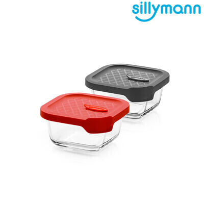 韓國sillymann 100%鉑金矽膠微波烤箱輕量玻璃保鮮盒(正方型300ml) 