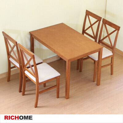 richome北歐風實木餐桌椅組 (1桌4椅) 