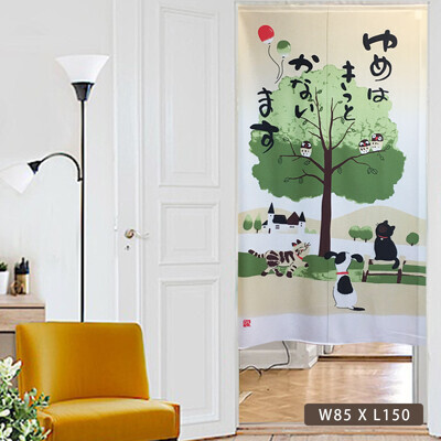 柔紗棉款芸佳夢想成真日式雅緻紋花門簾 寬85x高150 風水簾 掛簾 開運from 松果購物at Shop Com Tw