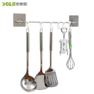 yole悠樂居無痕貼不鏽鋼六勾吊掛毛巾架#1425045 
