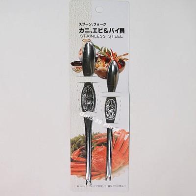 日本製 蟹叉 2p 螃蟹專用叉匙 不銹鋼雙頭 螃蟹叉子 龍蝦叉 挑肉叉子 廚具工具sv8388居