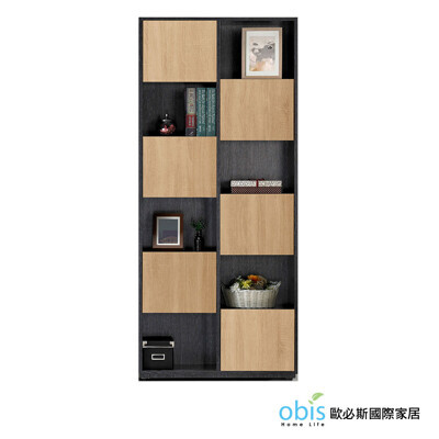 obis布拉格2.7尺鐵刀橡木紋六單門書櫃-右 