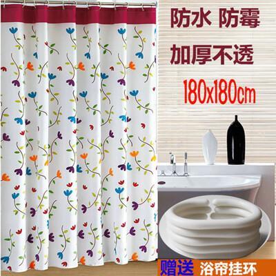 居家寶盒180x180cm歐式加厚蘭之花浴室滌綸浴簾 防水 防霉 洗澡簾 門簾 浴室必備 浴室裝
