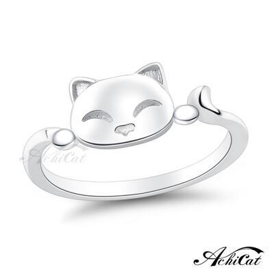 achicat 925純銀戒指 招財貓 貓咪戒指 淑女尾戒 防小人戒指 生日禮物 as9020