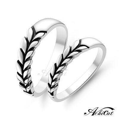 achicat 情侶戒指 925純銀戒指 真愛冠冕 葉子戒指 情人對戒 單個價格 as20002 