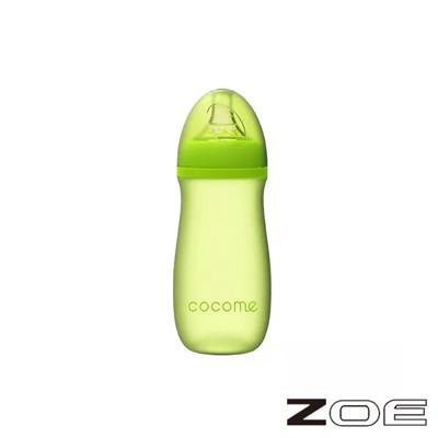 來自美國品牌zoe x cocome 可可萌 防爆感溫晶鑽寬口玻璃奶瓶綠色260ml 
