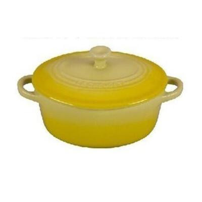 法國 le creuset 瓷器迷你橢圓烤盅-閃亮黃 (市價$1580) 