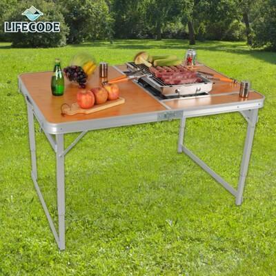 lifecode加寬鋁合金bbq折疊桌/燒烤桌120x80cm+不鏽鋼烤肉架 