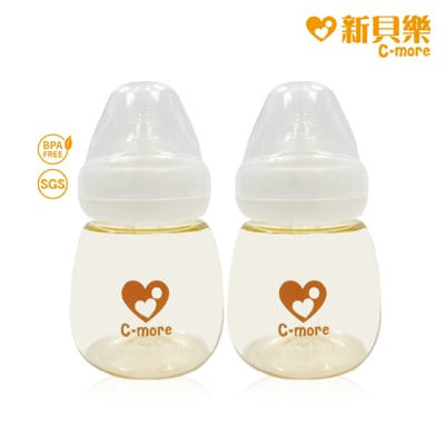 新貝樂c-more 黃金ppsu寬口奶瓶 兩入組 (搭配新生兒專用 防脹氣奶嘴) 