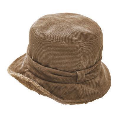 日本cogit 復古燈芯絨刷毛保暖盆帽 棕或黑 2色 