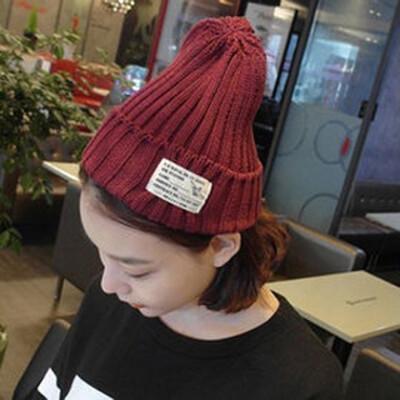 韓版潮流字母布標加厚毛線帽 毛帽 針織帽 g1707 