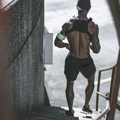 免運 muscle bro速乾彈性雙層健身五分褲附手機袋 