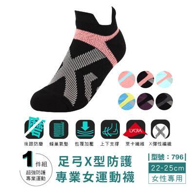 台灣製/足弓x型運動襪/女襪/現貨/萊卡/蜂巢透氣/護踝加壓/純棉/型號:796fav 