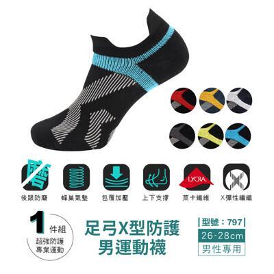 台灣製/足弓x型運動襪/男襪/現貨/萊卡/蜂巢透氣/護踝加壓/純棉/型號:797fav 