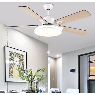 42吋變頻遙控 風扇燈 風扇 吊扇 大風力家用吸頂客廳現代臥室北歐五葉餐廳帶燈風扇吊燈110v 