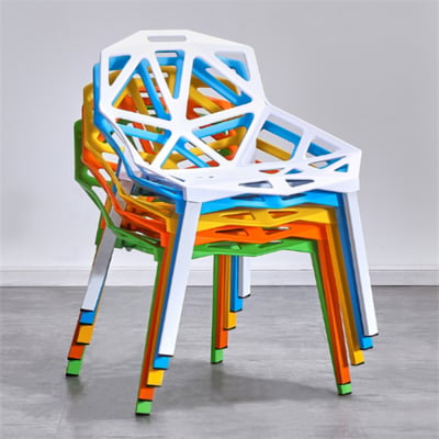 椅子 餐椅 塑料椅 靠背椅 休閒椅 椅子 現代簡約懶人家用北歐餐椅 創意幾何鏤空塑料靠背個性藝術時尚 