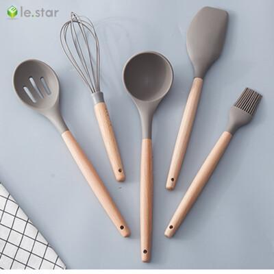 lestar 日系櫸木耐高溫矽膠廚具組 
