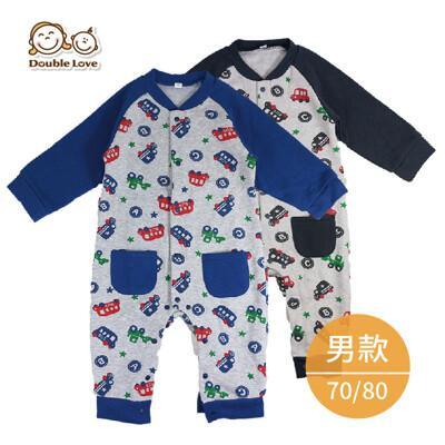 冬季長袖寶寶服 日本汽車加厚刷毛保暖寶寶連身衣 新生兒服(70/80) 兔裝 包屁衣gd0112