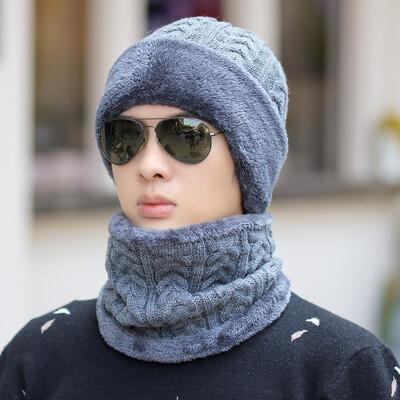 3c精品閣圍脖一體 針織帽 冬天男士 毛線帽 騎車 圍巾帽子 男秋冬季保暖加絨防寒 