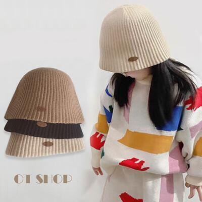 ot shop [現貨] 男女童帽子 針織漁夫帽 水桶帽 盆帽 遮陽帽 素色 羊毛混紡 c5060 