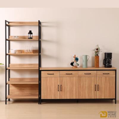 waku home 瓦酷家具 格萊斯原切木工業風收納展示架+6尺餐櫃 b001-701+706-b
