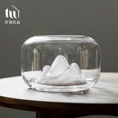好物良品純手工雪山造景造型高透光玻璃山形魚缸 桌面擺飾飾品l24 