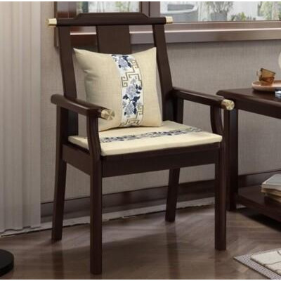 新中式椅子 實木靠背椅 麻將復古書房椅 簡約舒適椅 老人扶手椅 官帽椅 
