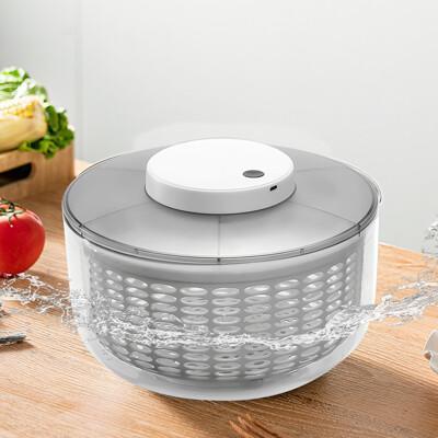 電動蔬菜脫水籃 電動脫水器 全自動 洗菜盆 瀝水籃 快速清洗甩乾機 電動省力 沙拉 醃製 (6l) 
