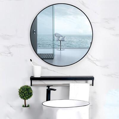 居家家免打孔圓形浴室鏡帶置物架 浴室鏡 化妝鏡 梳妝鏡 壁掛鏡 圓形鏡 