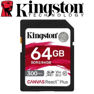 金士頓 64g canvas react plus sd 記憶卡 (sdr2/64gb) 