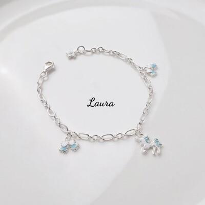 手鍊-laura- 925純銀 寵愛寶貝-可愛獨角獸 手錬 (大小可調式)