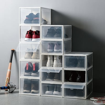 卡扣式前開加高鞋盒(大號) 透明鞋盒 鞋盒 球鞋收納 鞋櫃 