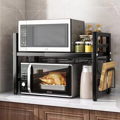 置物架 可伸縮廚房置物架微波爐架子烤箱收納家用雙層台面桌面電飯鍋櫥櫃 