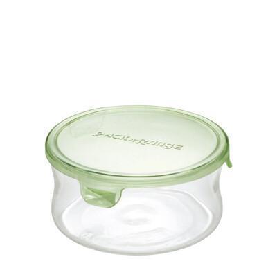 iwaki日本品牌耐熱玻璃微波罐1.3l(圓形綠)4入組 