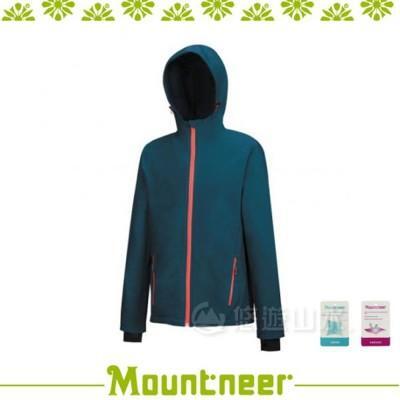 mountneer 山林 男 輕量三層softshell外套藍綠22j09-84/防潑水/慢跑外 