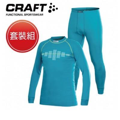 craft 瑞典 男 排汗衣褲 套裝組亮藍/印花193894/快乾/彈性/輕量舒適/緊身衣 