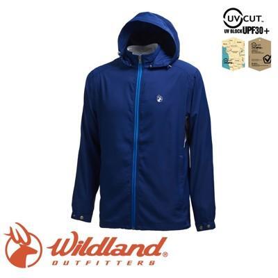 wildland 荒野 男 彈性抗uv輕薄外套深藍w1912/連帽外套/休閒外套/運動外套/防 