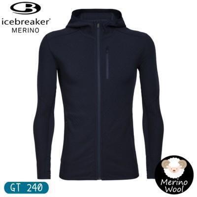 icebreaker 男 descender 刷毛連帽保暖外套 gt240深藍104854/羊毛 