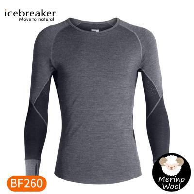 icebreaker 男 zone 網眼透氣保暖圓領長袖上衣bf260黑/灰104360/內層衣 