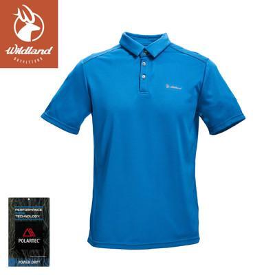 wildland 荒野 男 彈性 polartec功能上衣土耳其藍p1602/polo衫/排汗衣 