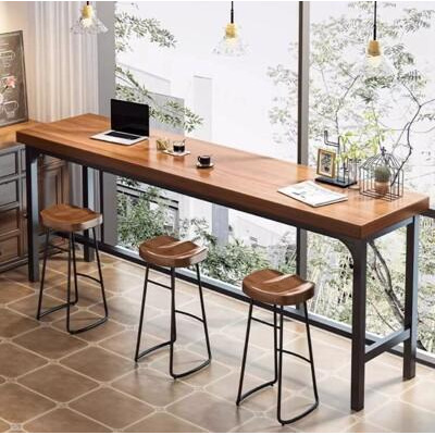 陽台窄條桌 椅雙人長條書桌 靠牆吧台桌 靠窗一體式家用長桌子 工作台 
