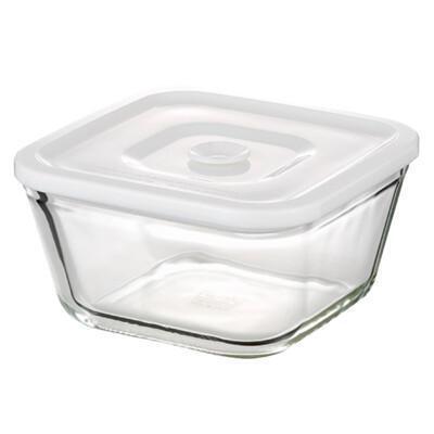 iwaki日本品牌耐熱玻璃微波密封保鮮盒 方形白蓋 700ml 