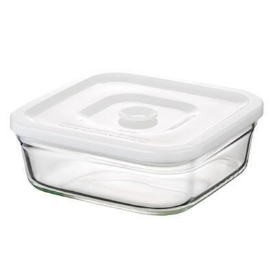 iwaki日本品牌耐熱玻璃微波密封保鮮盒 方形白蓋 450ml 